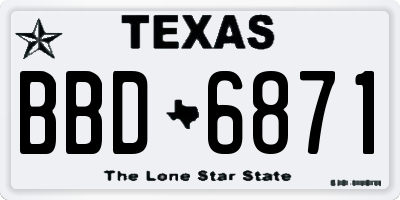 TX license plate BBD6871