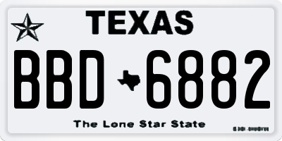 TX license plate BBD6882
