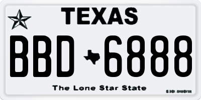 TX license plate BBD6888