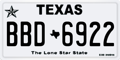 TX license plate BBD6922