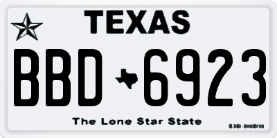 TX license plate BBD6923