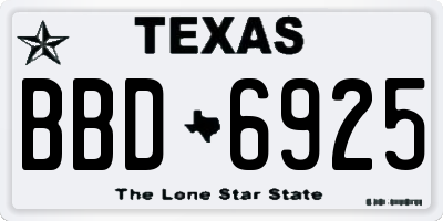 TX license plate BBD6925