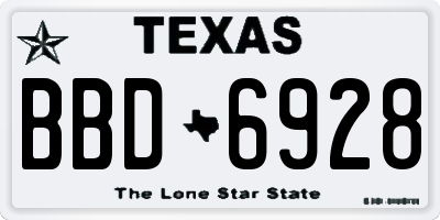 TX license plate BBD6928
