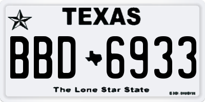 TX license plate BBD6933