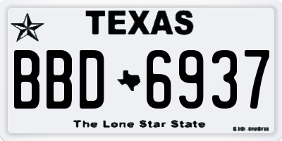 TX license plate BBD6937
