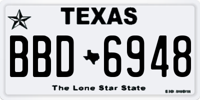 TX license plate BBD6948