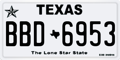 TX license plate BBD6953