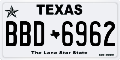 TX license plate BBD6962