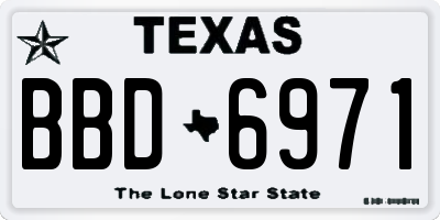 TX license plate BBD6971