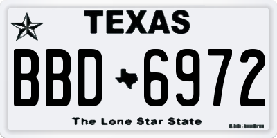 TX license plate BBD6972