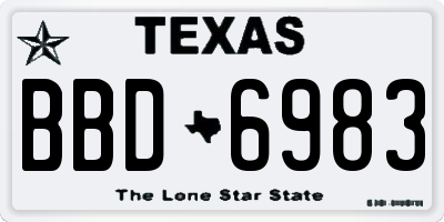 TX license plate BBD6983