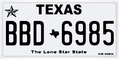 TX license plate BBD6985