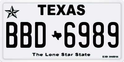 TX license plate BBD6989