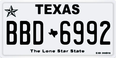 TX license plate BBD6992