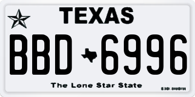 TX license plate BBD6996