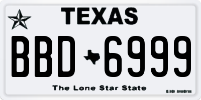 TX license plate BBD6999