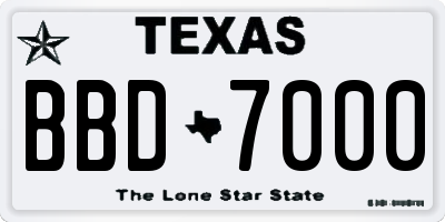 TX license plate BBD7000