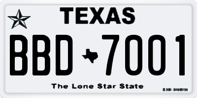 TX license plate BBD7001