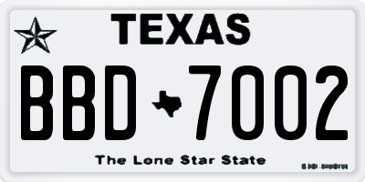 TX license plate BBD7002