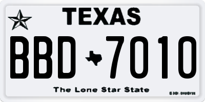 TX license plate BBD7010
