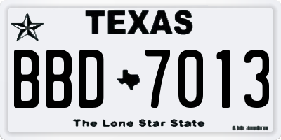 TX license plate BBD7013