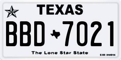 TX license plate BBD7021