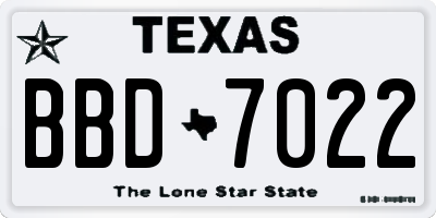 TX license plate BBD7022