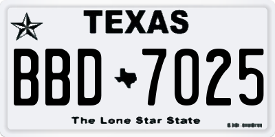 TX license plate BBD7025