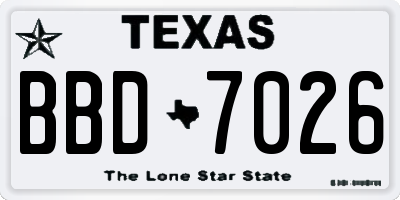 TX license plate BBD7026