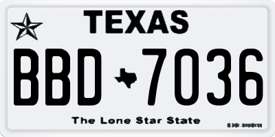 TX license plate BBD7036
