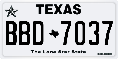 TX license plate BBD7037
