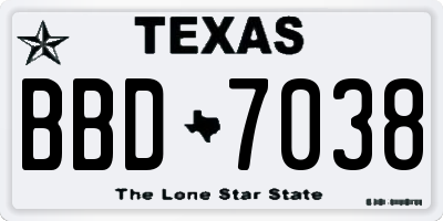 TX license plate BBD7038