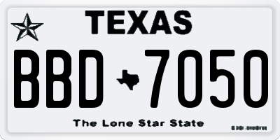 TX license plate BBD7050