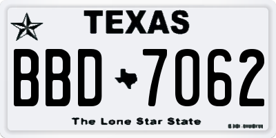 TX license plate BBD7062