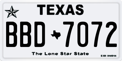 TX license plate BBD7072