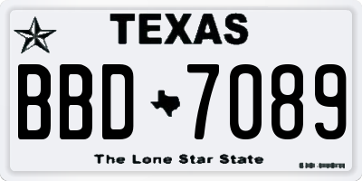 TX license plate BBD7089