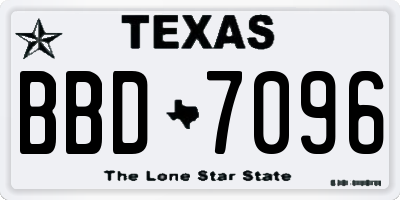 TX license plate BBD7096