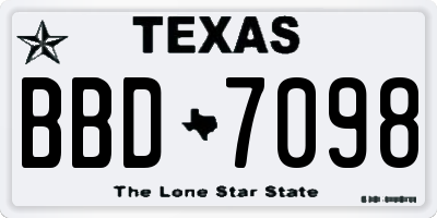 TX license plate BBD7098