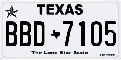 TX license plate BBD7105