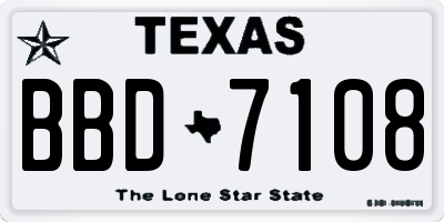 TX license plate BBD7108