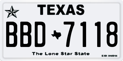 TX license plate BBD7118