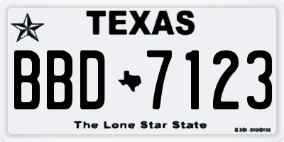 TX license plate BBD7123