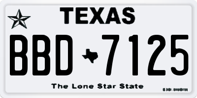 TX license plate BBD7125