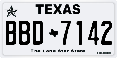 TX license plate BBD7142