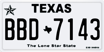 TX license plate BBD7143