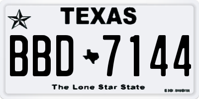 TX license plate BBD7144