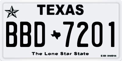 TX license plate BBD7201