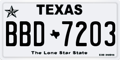 TX license plate BBD7203