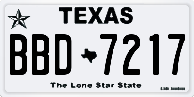 TX license plate BBD7217