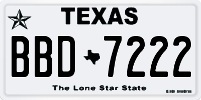 TX license plate BBD7222